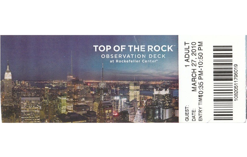 Εισιτήριο για το Observation Deck του Top of the Rock