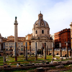 Trajan's Column And Basilica Dei San Giacomo Apostolo
