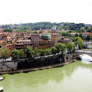 Ponte Sant'Angelo And Ponte Vittorio Emanuele II From Castel Sant'Angelo