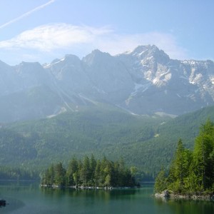 009 The gigantic Zugspitze watches over lake Eibsee