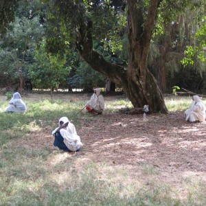 Bahir Dar - πιστές στόν προαύλιο χώρο ορθόδοξης  εκκλησίας