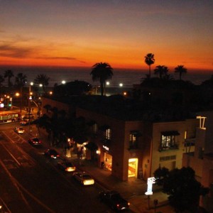 Santa Monica beach by sunset