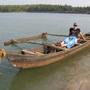 in a boat in goa!