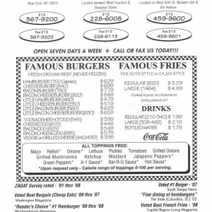 Μενού 5 Guys Burgers and Fries