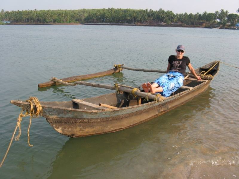 in a boat in goa!