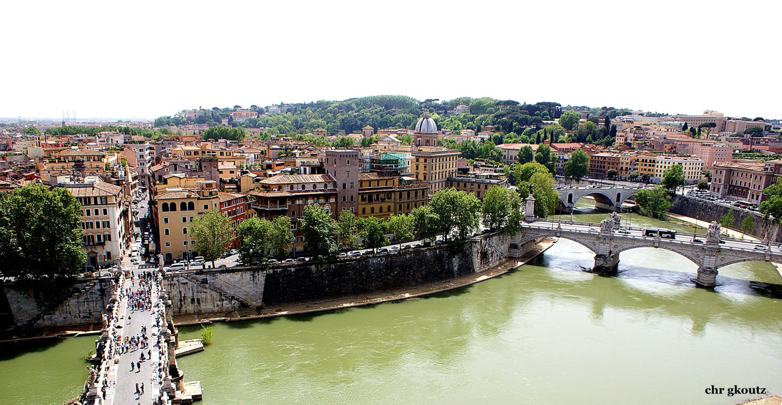 Ponte Sant'Angelo And Ponte Vittorio Emanuele II From Castel Sant'Angelo