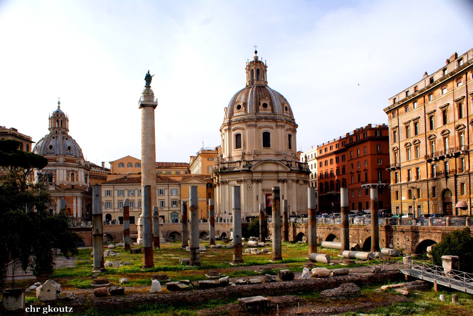 Trajan's Column And Basilica Dei San Giacomo Apostolo